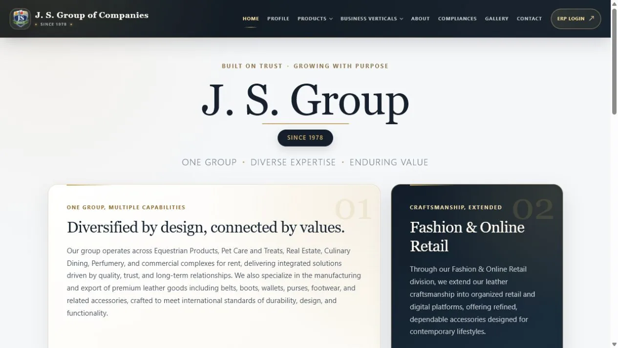 Preview of the J. S. Group of Companies website